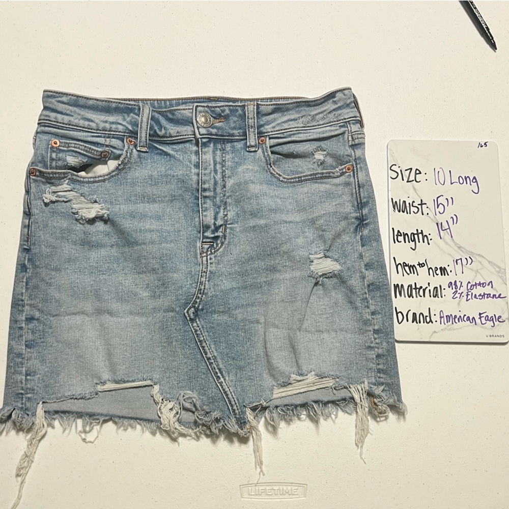 American Eagle Distressed Denim Skirt | 10 Long